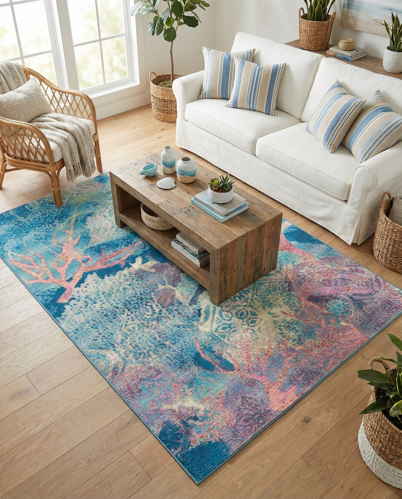 Seaside Haven Rugs Collection Area Rug - Marina Rectangle Multi  lifestyle 18