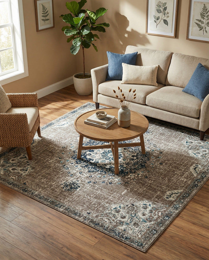 Brighton Terrace Collection Area Rug - Hove (Gray) Square Gray  lifestyle 50