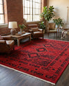 Samarkand Elegance Collection Area Rug -  Zarafshan Rectangle Red  lifestyle 28