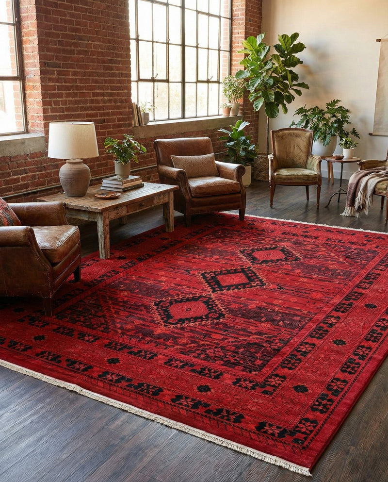 Samarkand Elegance Collection Area Rug -  Zarafshan Rectangle Red  lifestyle 28
