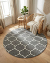 Trellis Mosaic Collection Area Rug -  Pergolatown (Dark Gray) Round Dark Gray  lifestyle 35