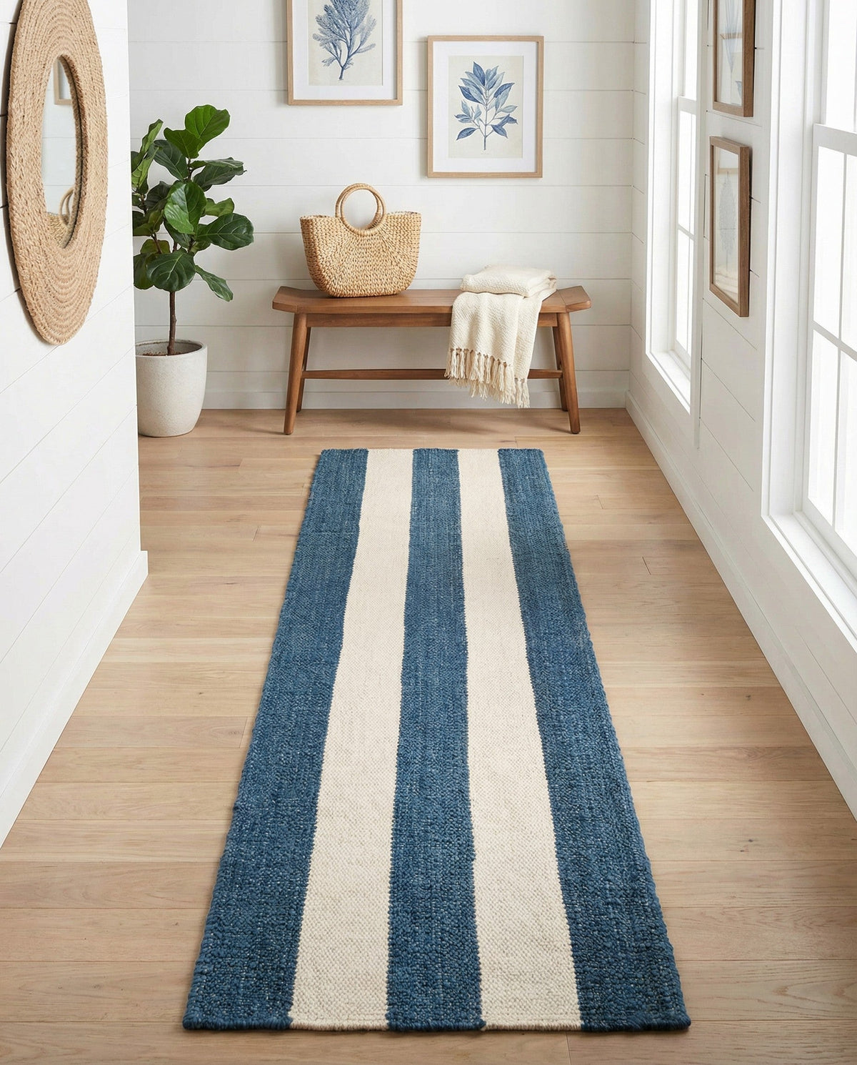 Martha's Vineyard Blueprints Collection Area Rug - Edgartown Runner Sky blue  lifestyle 195