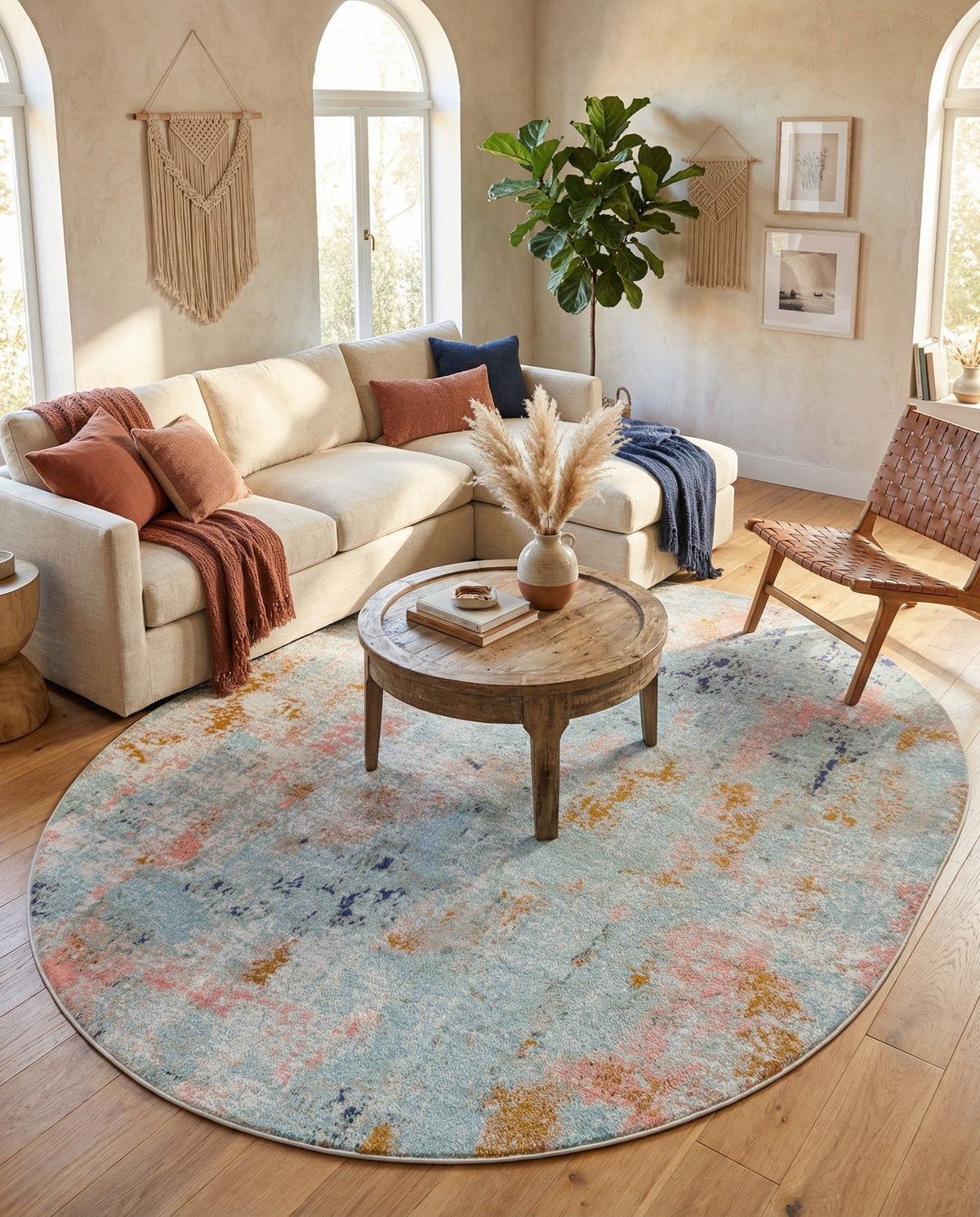 Lagoon Oasis Collection Area Rug -  Seagrass Oval Multi  lifestyle 88