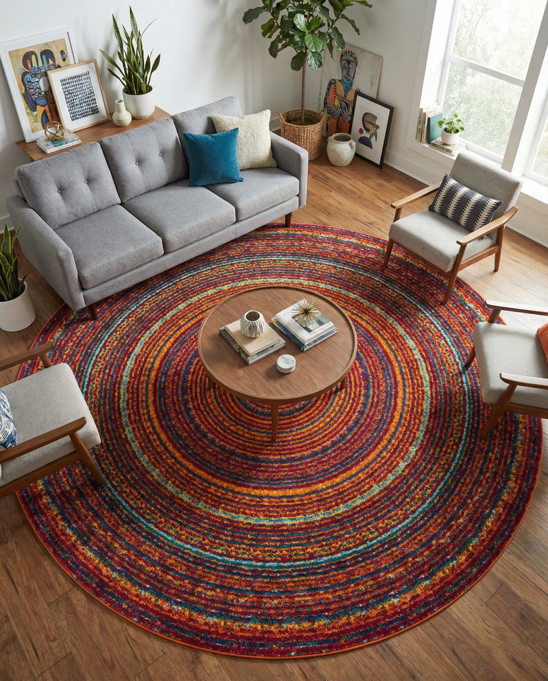 Caribbean Cove Collection Area Rug -  Martinique Round Multi  lifestyle 39