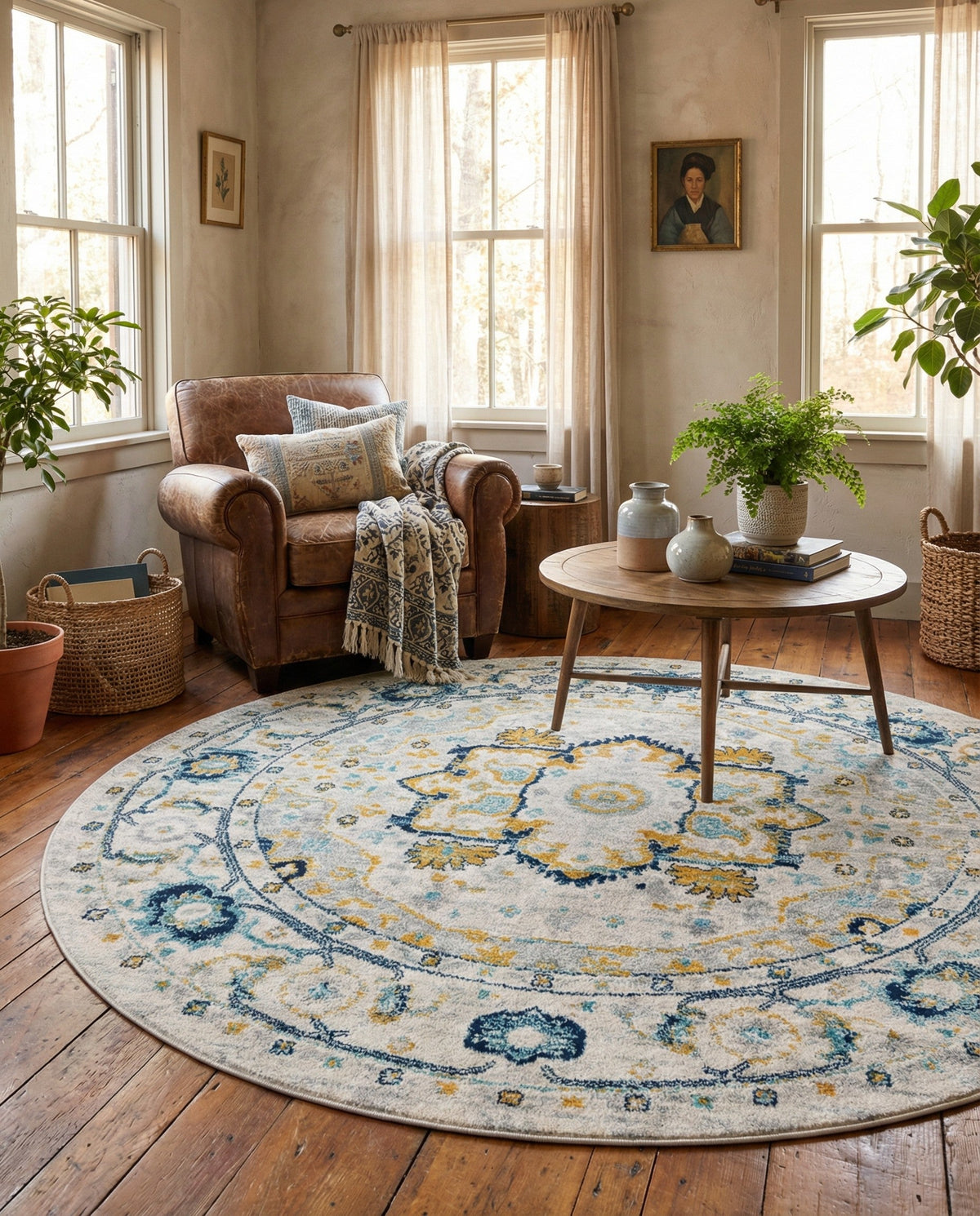 Parisian Elegance Collection Area Rug - Versailles (Gray) Round Gray  lifestyle 90