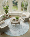 Savannah Series Collection Area Rug - Charleston (Mint) Round Mint  lifestyle 50