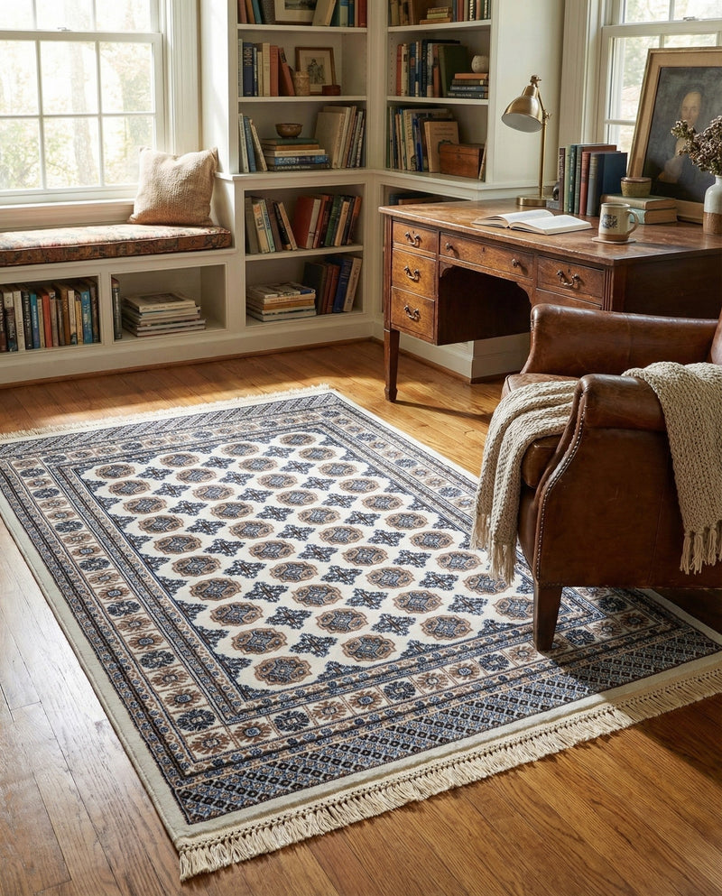 Samarkand Elegance Collection Area Rug -  Margilan (Ivory) Rectangle Ivory  lifestyle 10