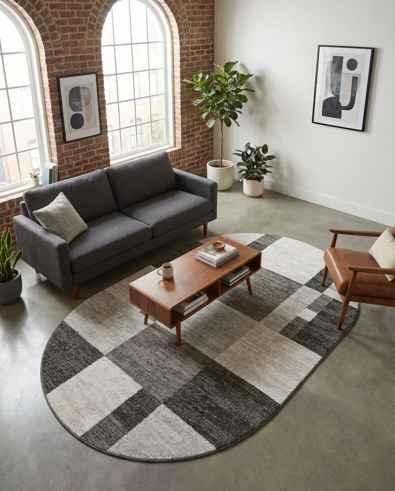 Autumn Meadow Collection Area Rug -  Sycamoreside (Gray) Oval Gray  lifestyle 61
