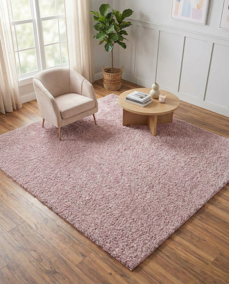 Cozy Comfort Shag Collection Area Rug - Haven (Pink) Square Pink  lifestyle 60