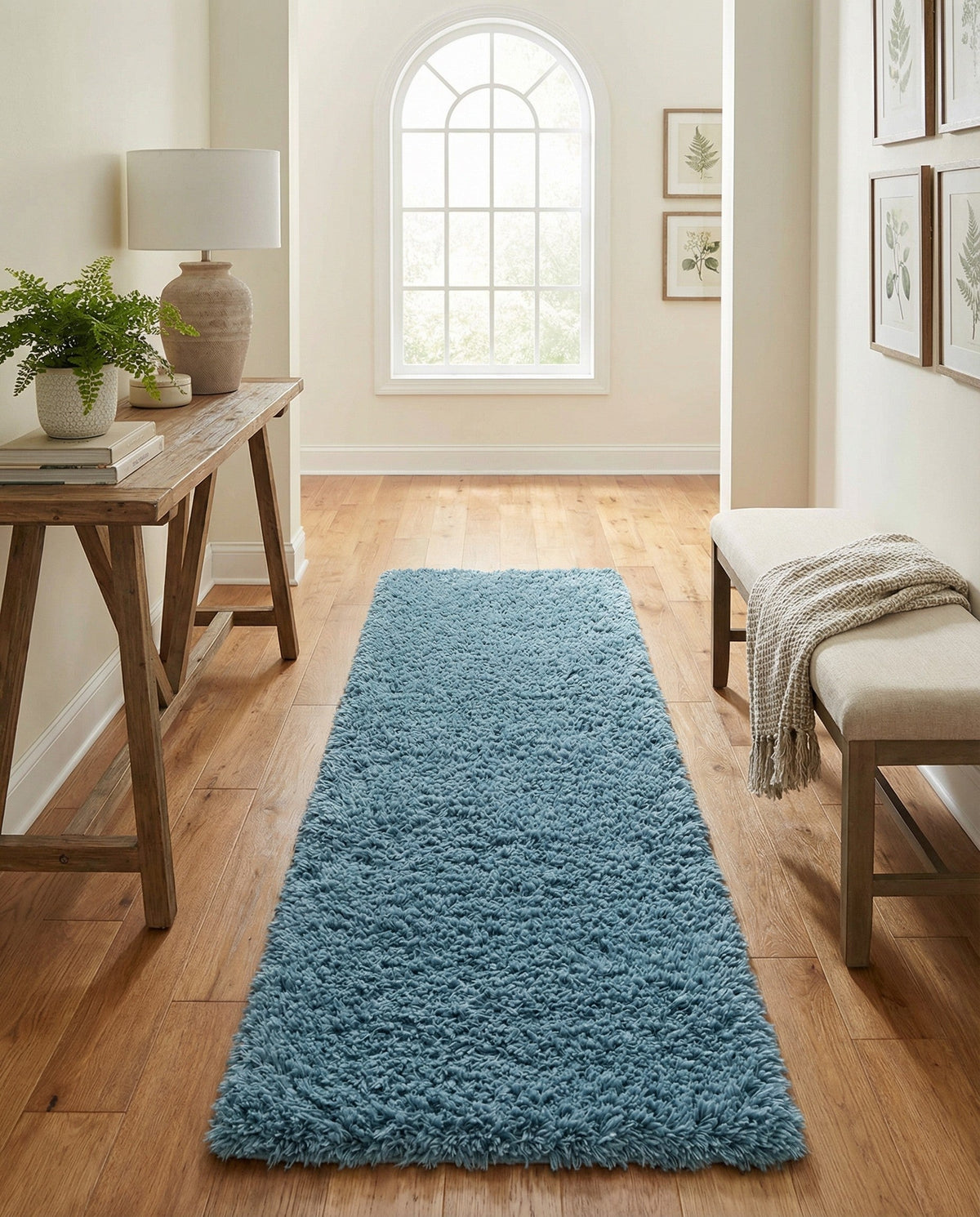 Eternal Plush Oasis Collection Area Rug -  Tranquility (Aegean Blue) Runner Aegean Blue  lifestyle 55