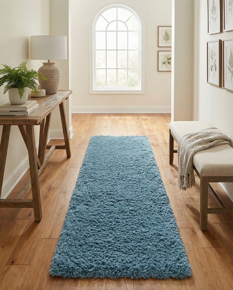 Eternal Plush Oasis Collection Area Rug -  Tranquility (Aegean Blue) Runner Aegean Blue  lifestyle 55