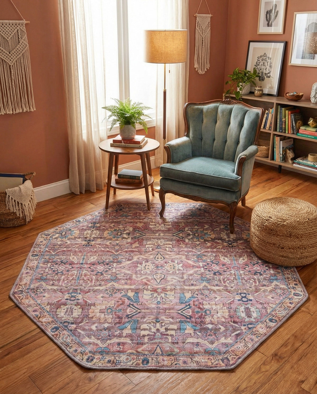Vintage Memories Collection Area Rug -  Memories Octagon Pink  lifestyle 121