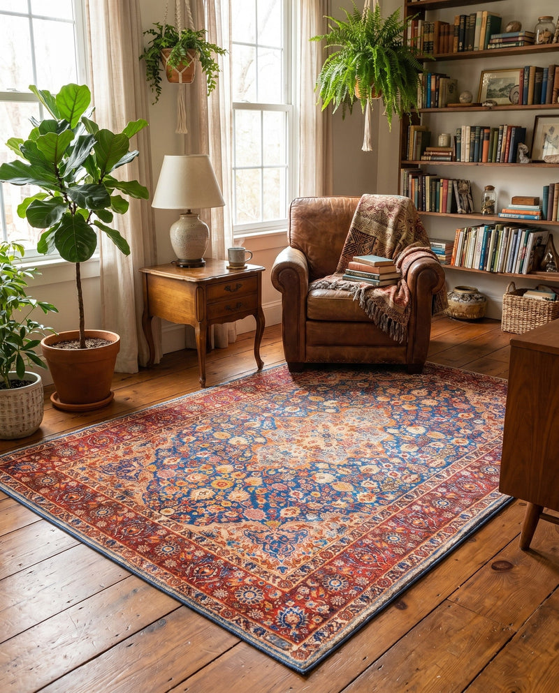 Heritage Elegance Collection Area Rug -  Hearst Rectangle Navy Blue  lifestyle 12