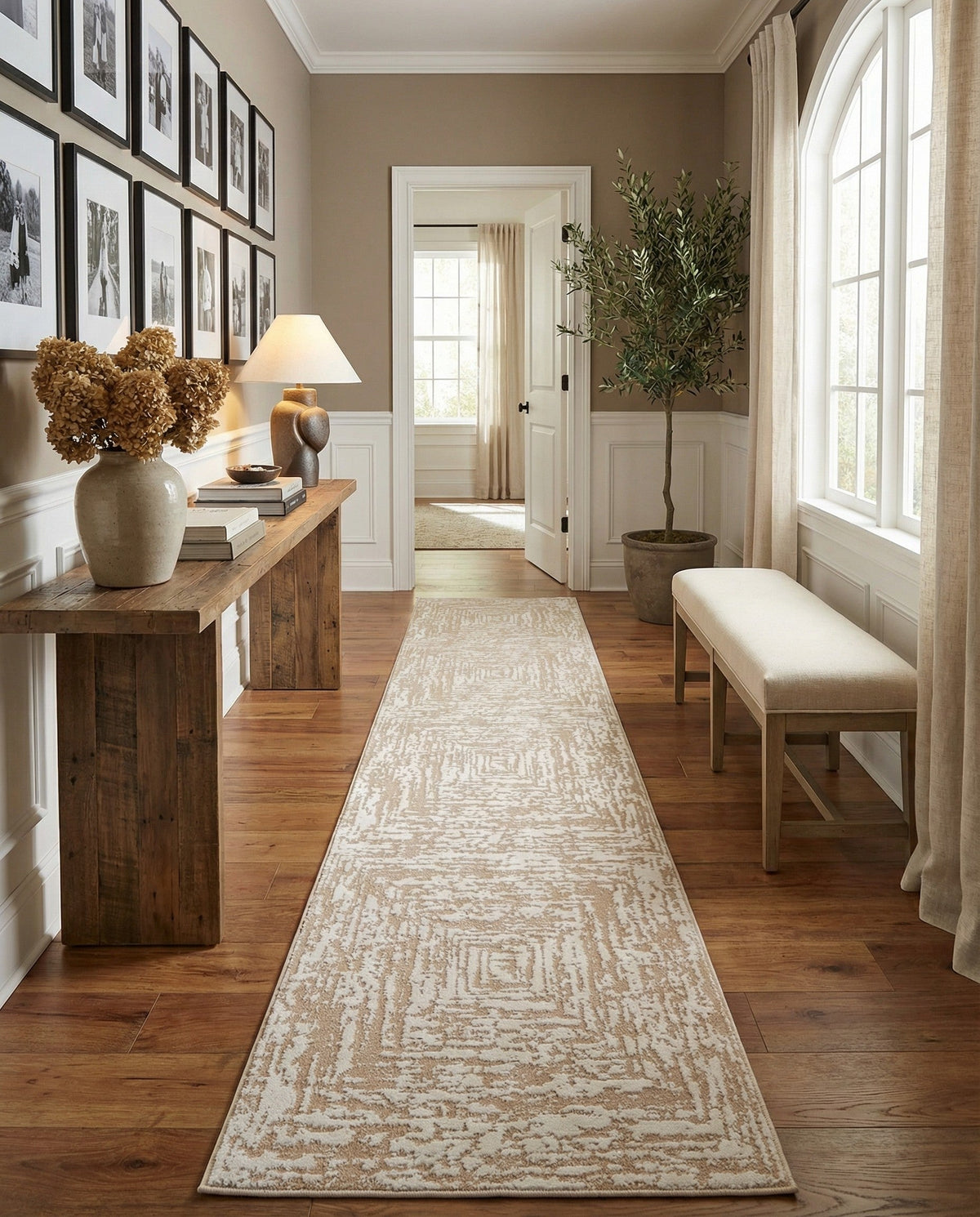 Sanctuary Retreat Collection Area Rug -  Asylum Runner White Bone  lifestyle 171