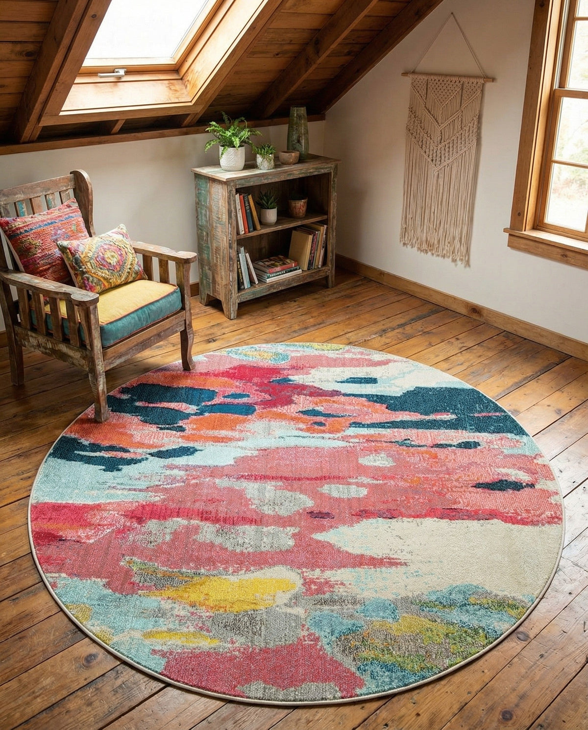 Marrakesh Elegance Collection Area Rug -  Skhirat Round Pink  lifestyle 60