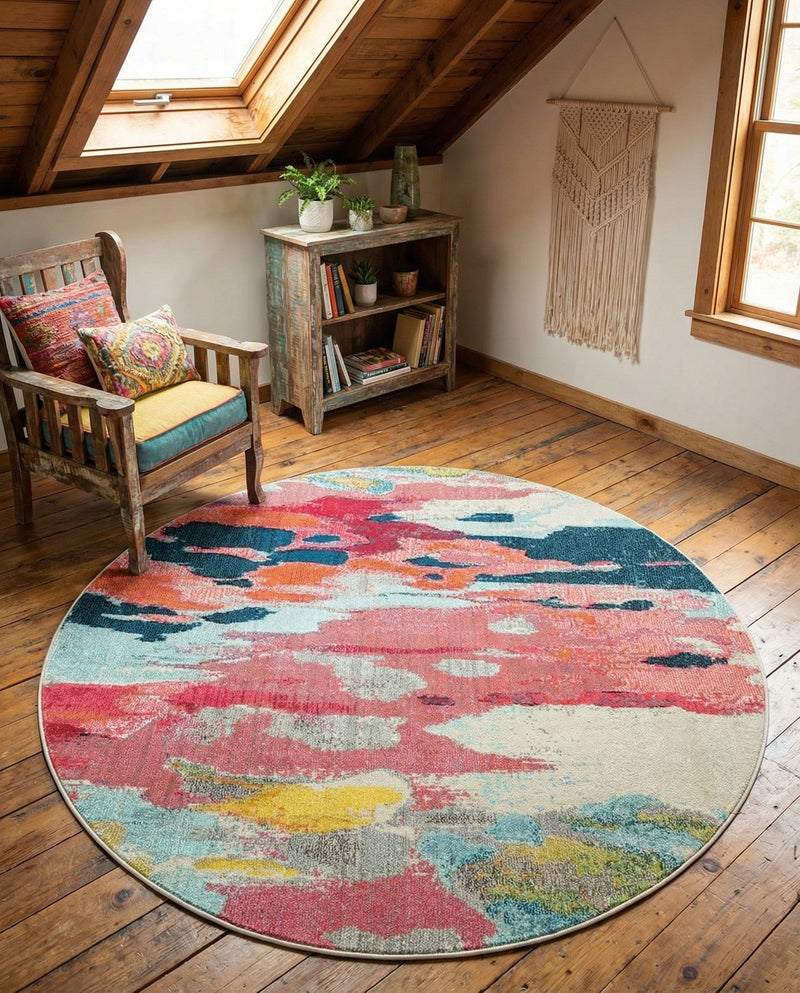 Marrakesh Elegance Collection Area Rug -  Skhirat Round Pink  lifestyle 60
