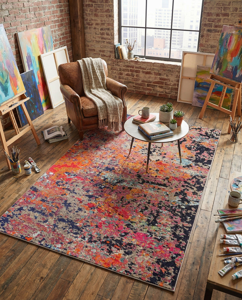 Colorburst Oasis Collection Area Rug -  Prism Rectangle Multi  lifestyle 9