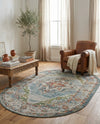 Savannah Soiree Collection Area Rug - Serengeti (Blue) Oval Blue  lifestyle 70