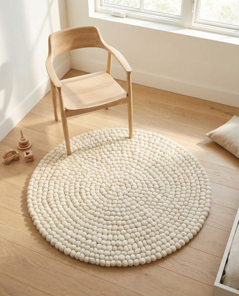 Woolen Sphere Collection Area Rug - Orbsburg (Ivory) Round Ivory  lifestyle 30