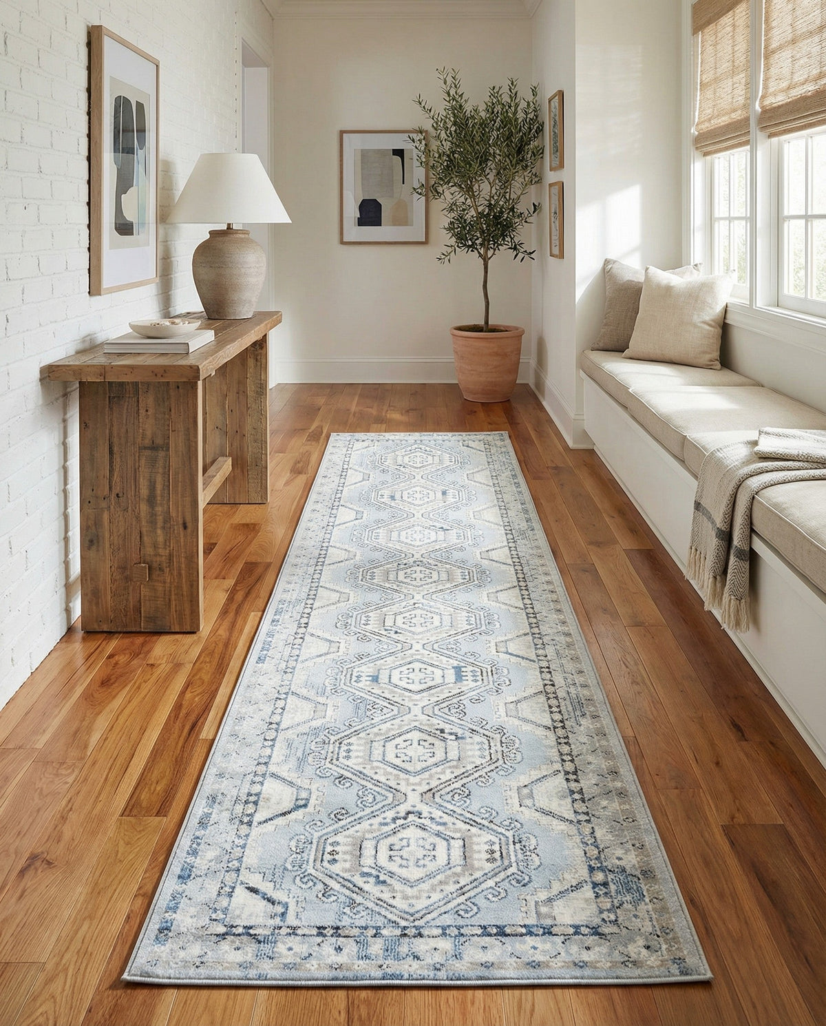 Savannah Elegance Collection Area Rug -  Tybee (Aqua Blue) Runner Aqua Blue  lifestyle 87