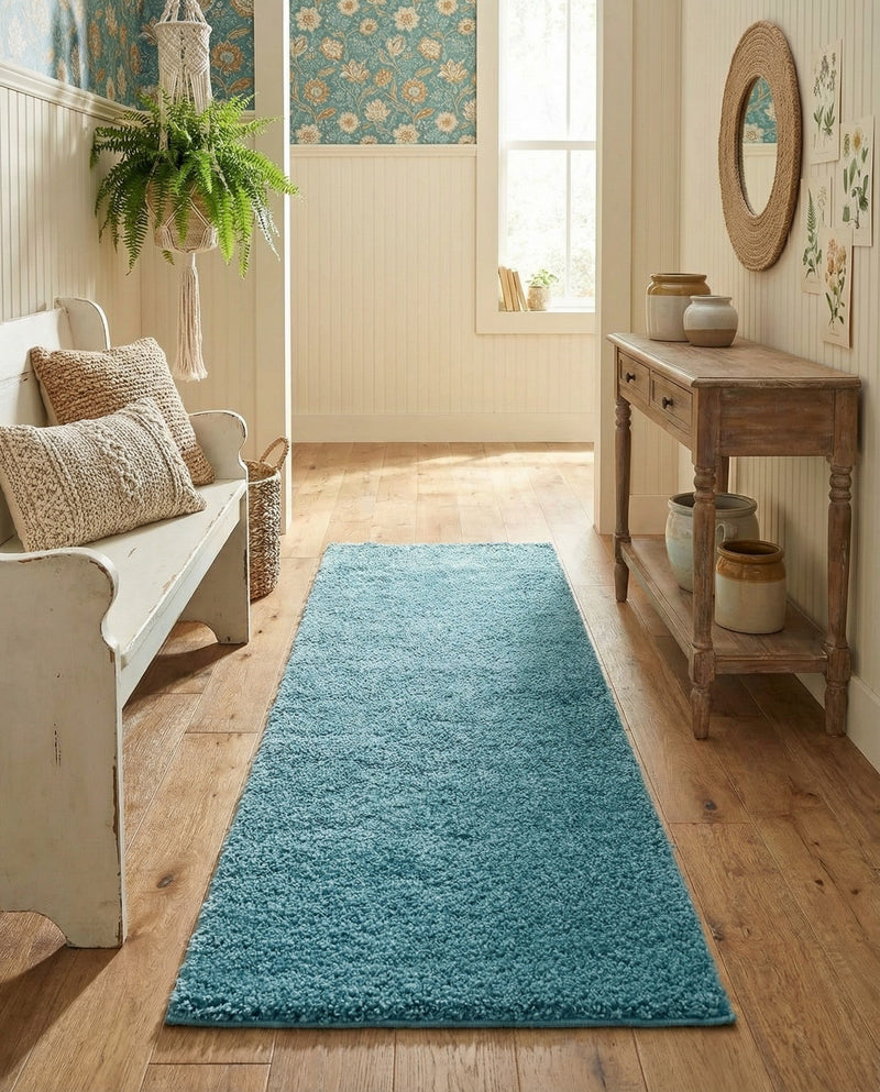 Cozy Comfort Shag Collection Area Rug - Haven (Turquoise) Runner Turquoise  lifestyle 77