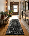 Riviera Elegance Collection Area Rug - Antibes (Black) Runner Black  lifestyle 60