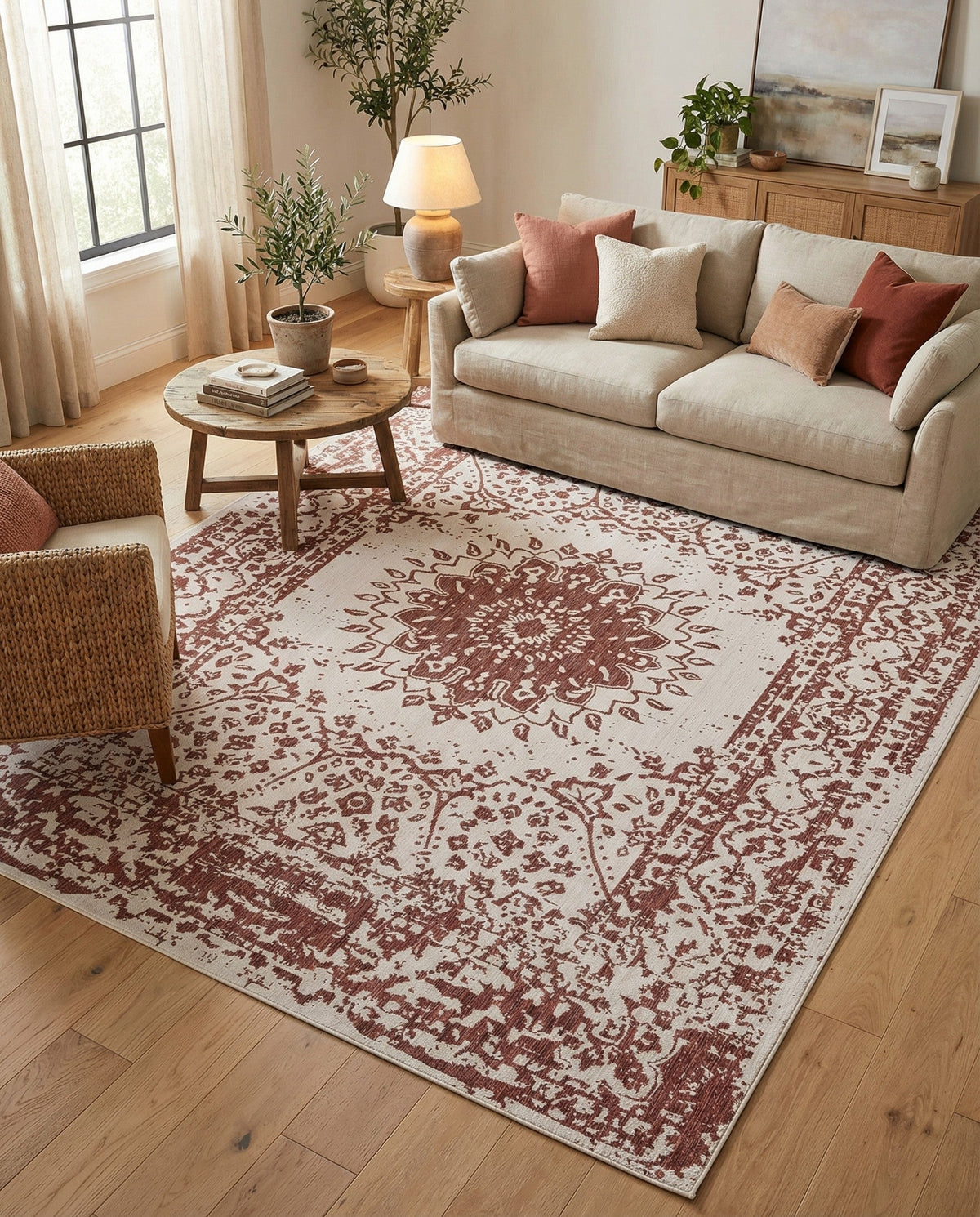 Patio Heritage Collection Area Rug -  Lafayette (Rust Red) Rectangle Rust Red  lifestyle 9