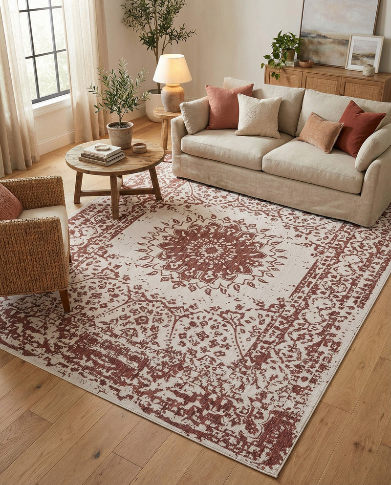 Patio Heritage Collection Area Rug -  Lafayette (Rust Red) Rectangle Rust Red  lifestyle 9