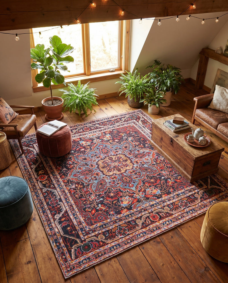 Heritage Elegance Collection Area Rug -  Schonbrunn Square Burgundy  lifestyle 53