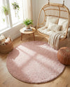 Solid Shag Seaside Collection Area Rug - Azure Cove (Pink) Round Pink  lifestyle 49