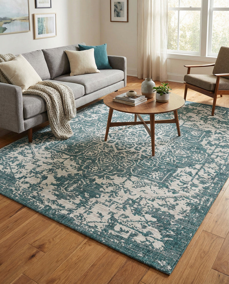Urban Oasis Rugs Collection Area Rug -  Penthouse (Teal) Rectangle Teal  lifestyle 9