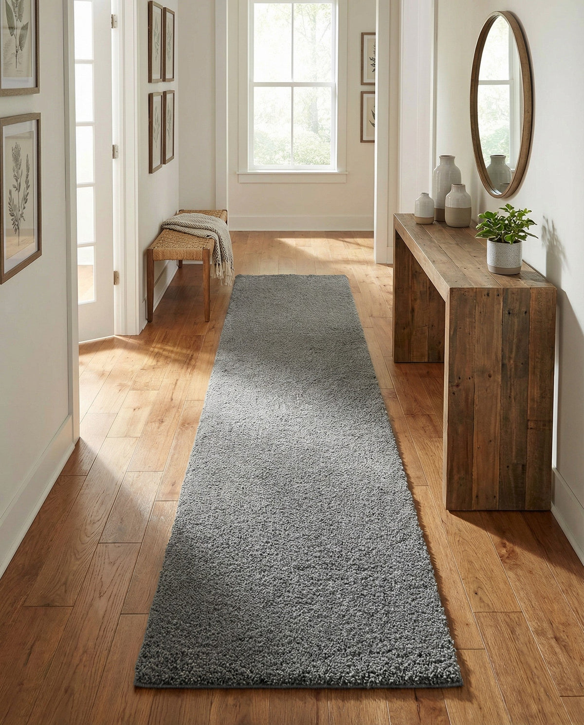 Solid Shag Seaside Collection Area Rug - Azure Cove (Gray) Runner Gray  lifestyle 92