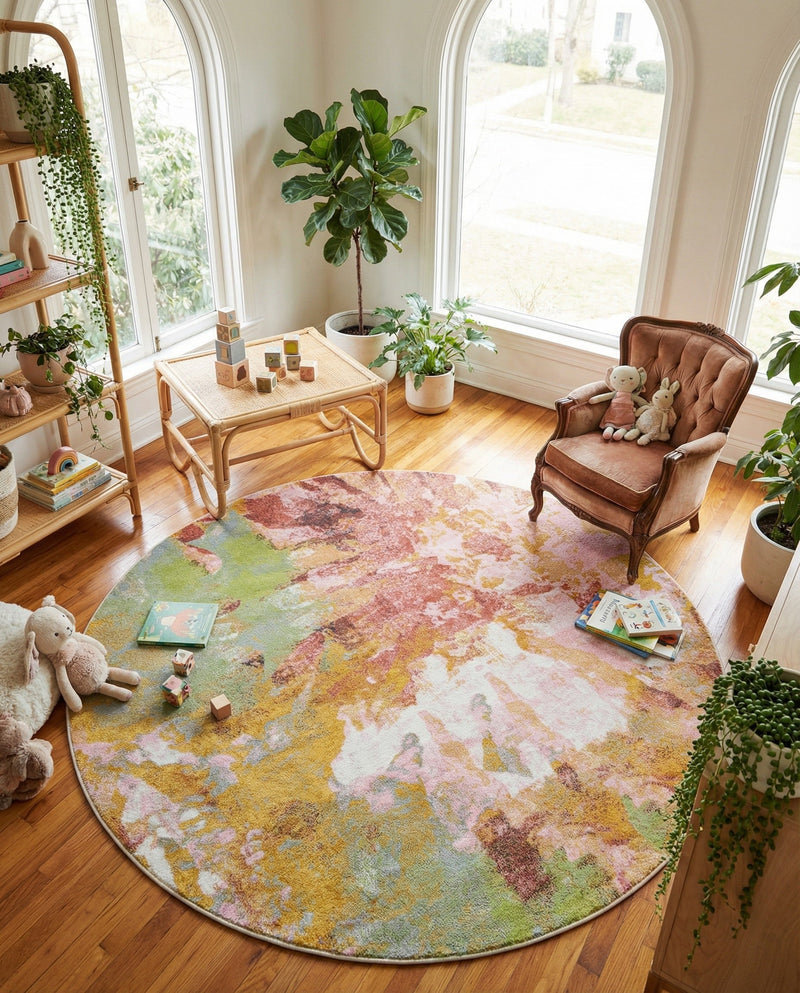 Wonder Tykes Collection Area Rug -  Flutter Round Multi  lifestyle 56