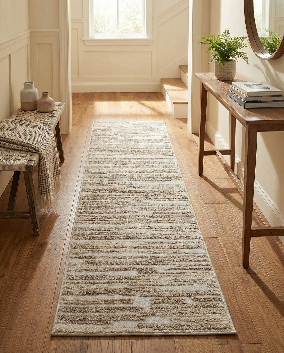 Sienna Collection Area Rug -  Rome Runner Ivory  lifestyle 164
