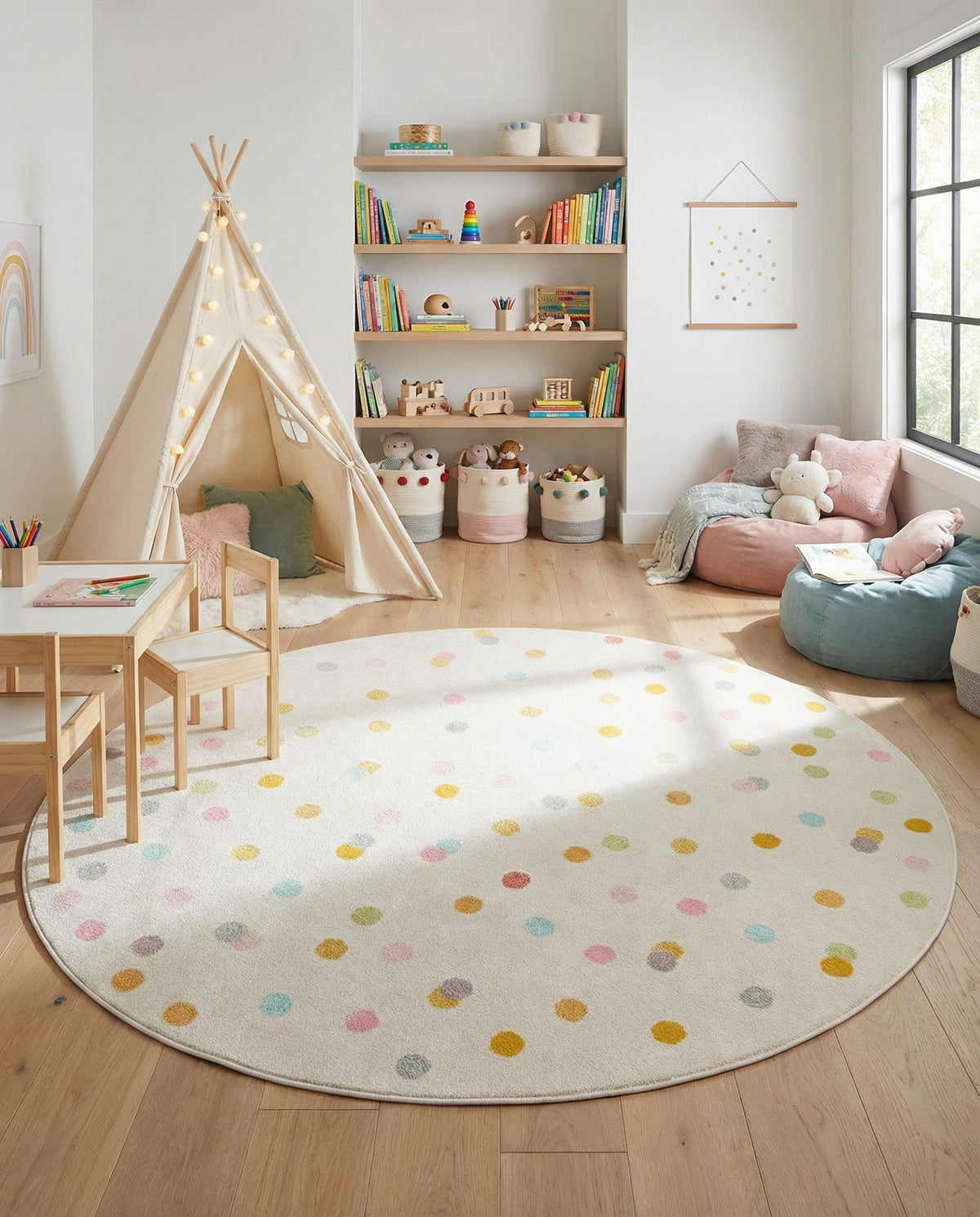 Wonder Tykes Collection Area Rug -  Fable Round Ivory  lifestyle 46