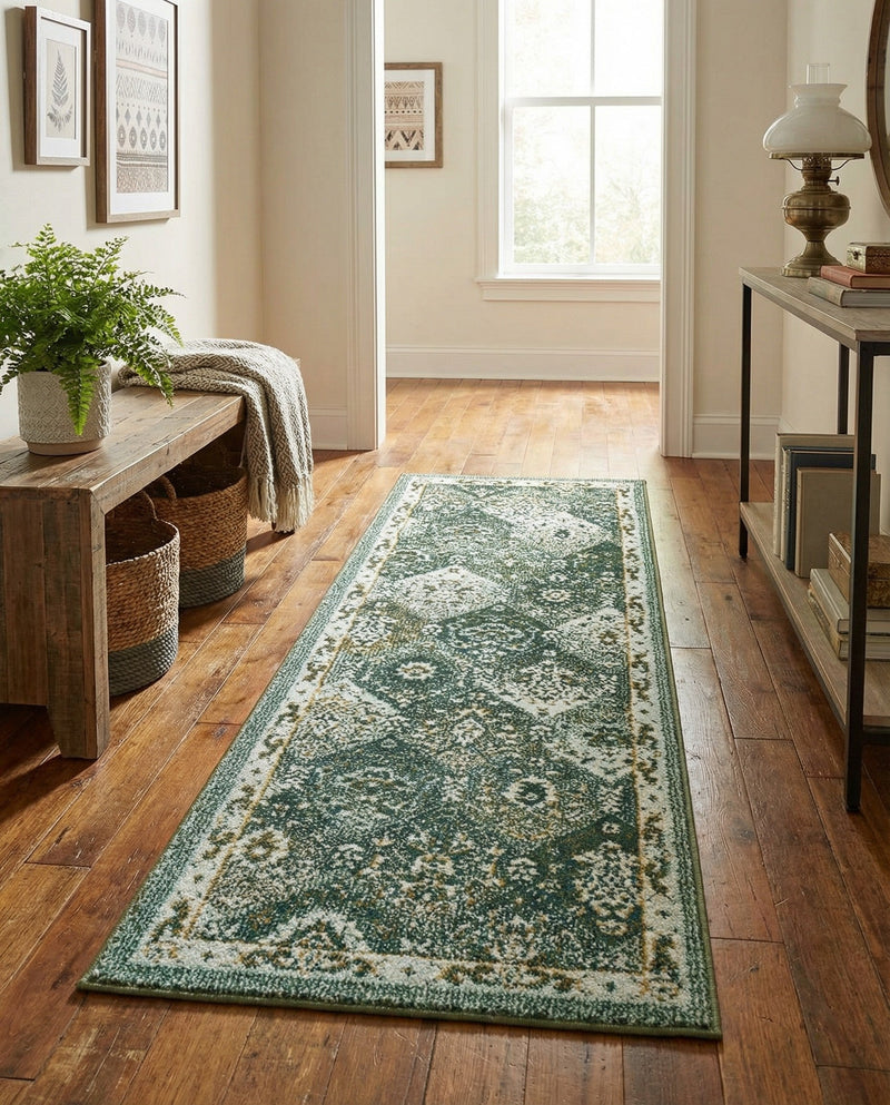 Brighton Terrace Collection Area Rug -  Rottingdean (Green) Runner Green  lifestyle 68