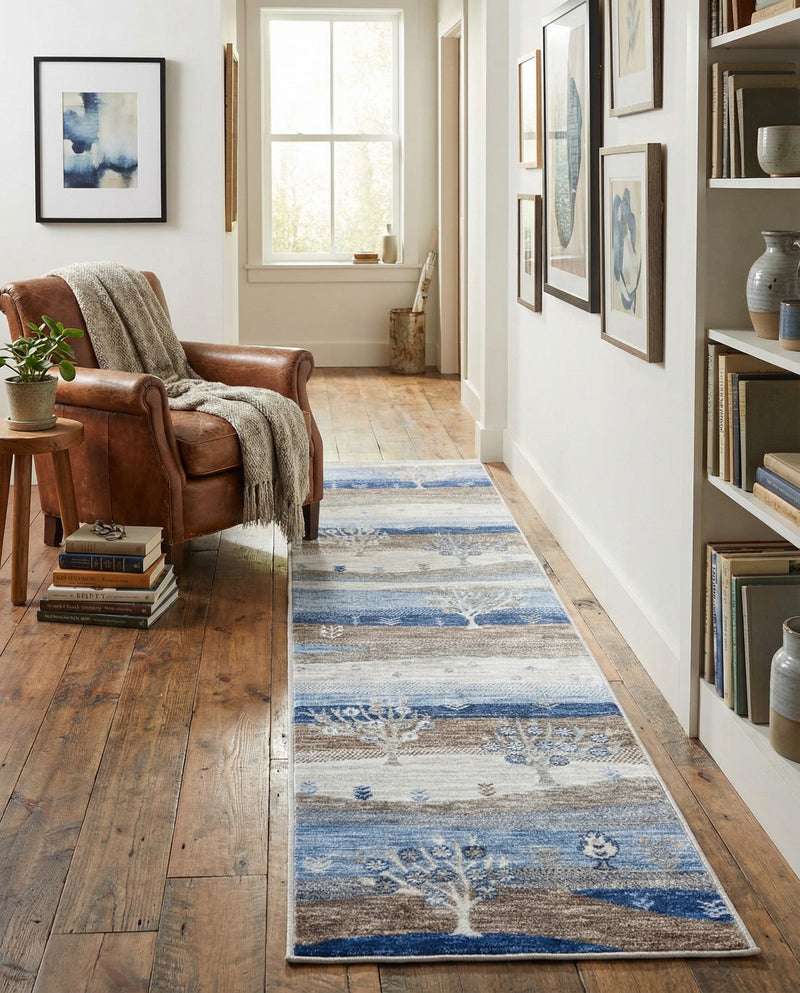Zagros Shades Collection Area Rug -  Behbahan Runner Blue Gray  lifestyle 65