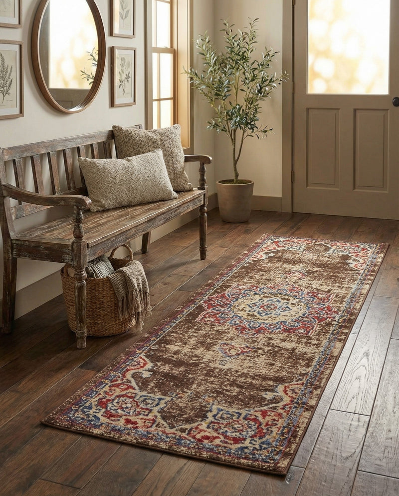 Eden Oasis Collection Area Rug -  Tranquility (Chocolate Brown) Runner Chocolate Brown  lifestyle 45