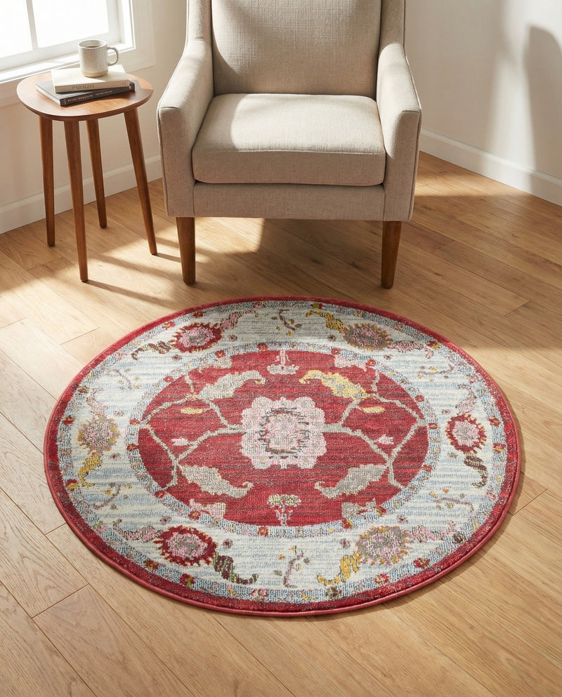 Arcadia Rugs Collection Area Rug - Eden (Red) Round Red  lifestyle 62
