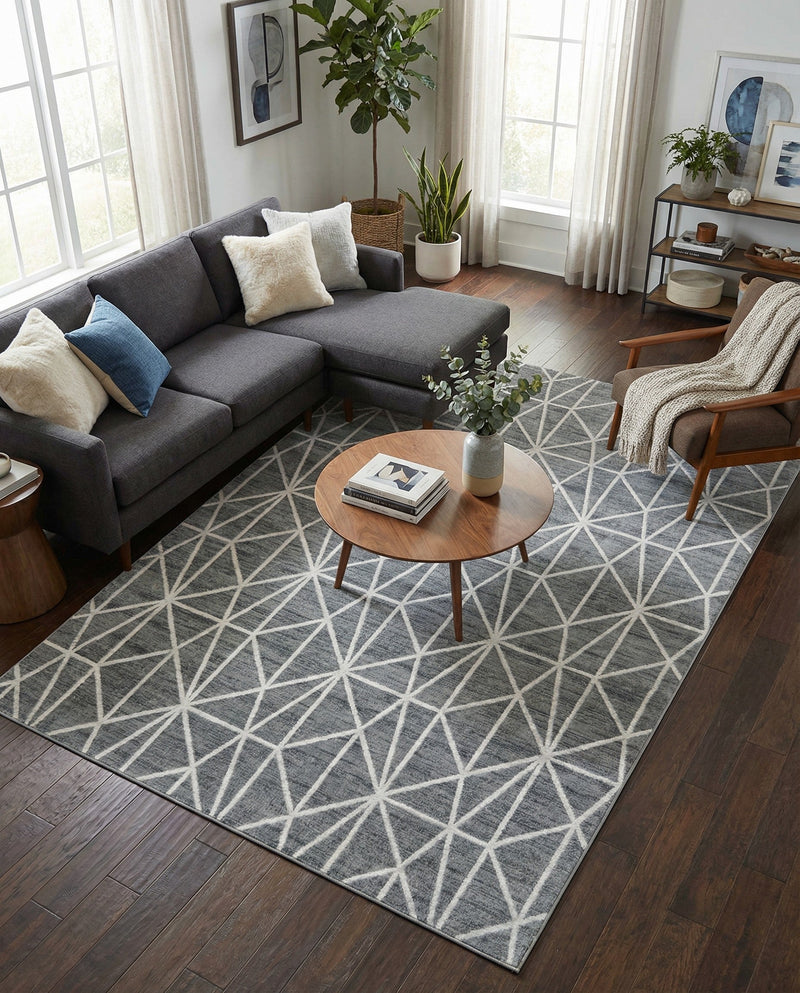 Garden Maze Retreat Collection Area Rug -  Arborlane Rectangle Gray  lifestyle 39