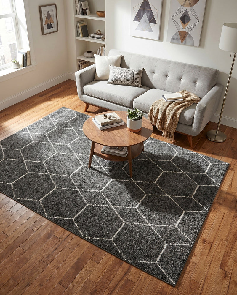 Trellis Mosaic Collection Area Rug - Arborville (Dark Gray) Rectangle Dark Gray  lifestyle 21