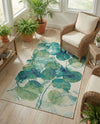 Seaside Blooms Collection Area Rug -  Flora Rectangle Blue Green  lifestyle 52