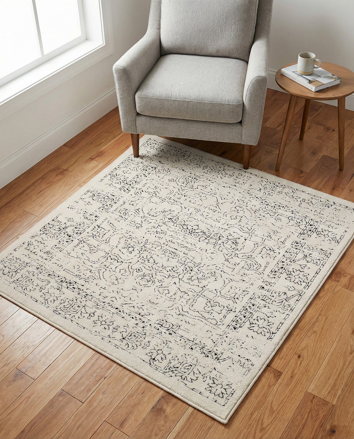 Savannah Soiree Collection Area Rug -  Everglade (White) Square White  lifestyle 87