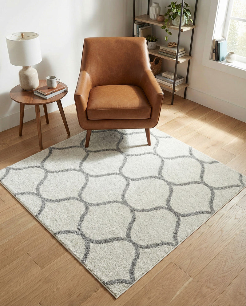 Trellis Mosaic Collection Area Rug -  Pergolatown (Ivory) Square Ivory  lifestyle 57