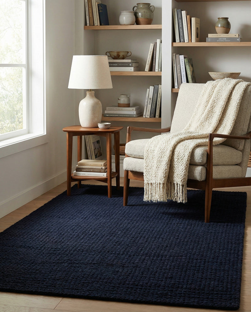 Lana Tasmanian Wool Collection Area Rug - Waitomo Rectangle Navy Blue  lifestyle 17