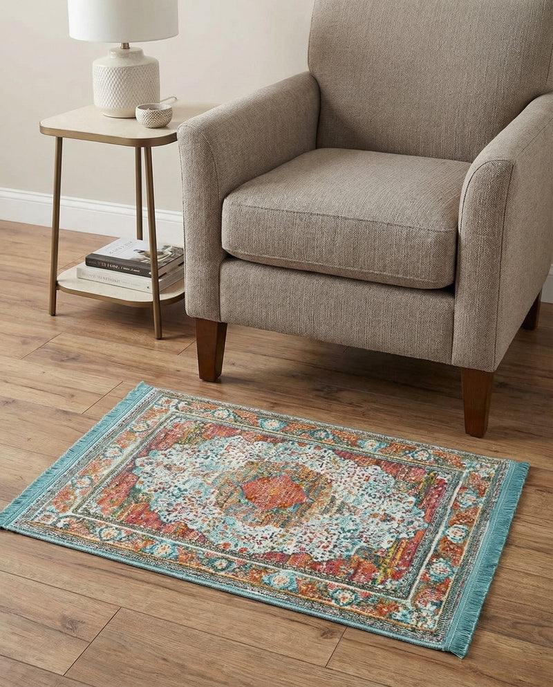 Caribbean Breeze Collection Area Rug -  Floriana Rectangle Light Blue  lifestyle 29
