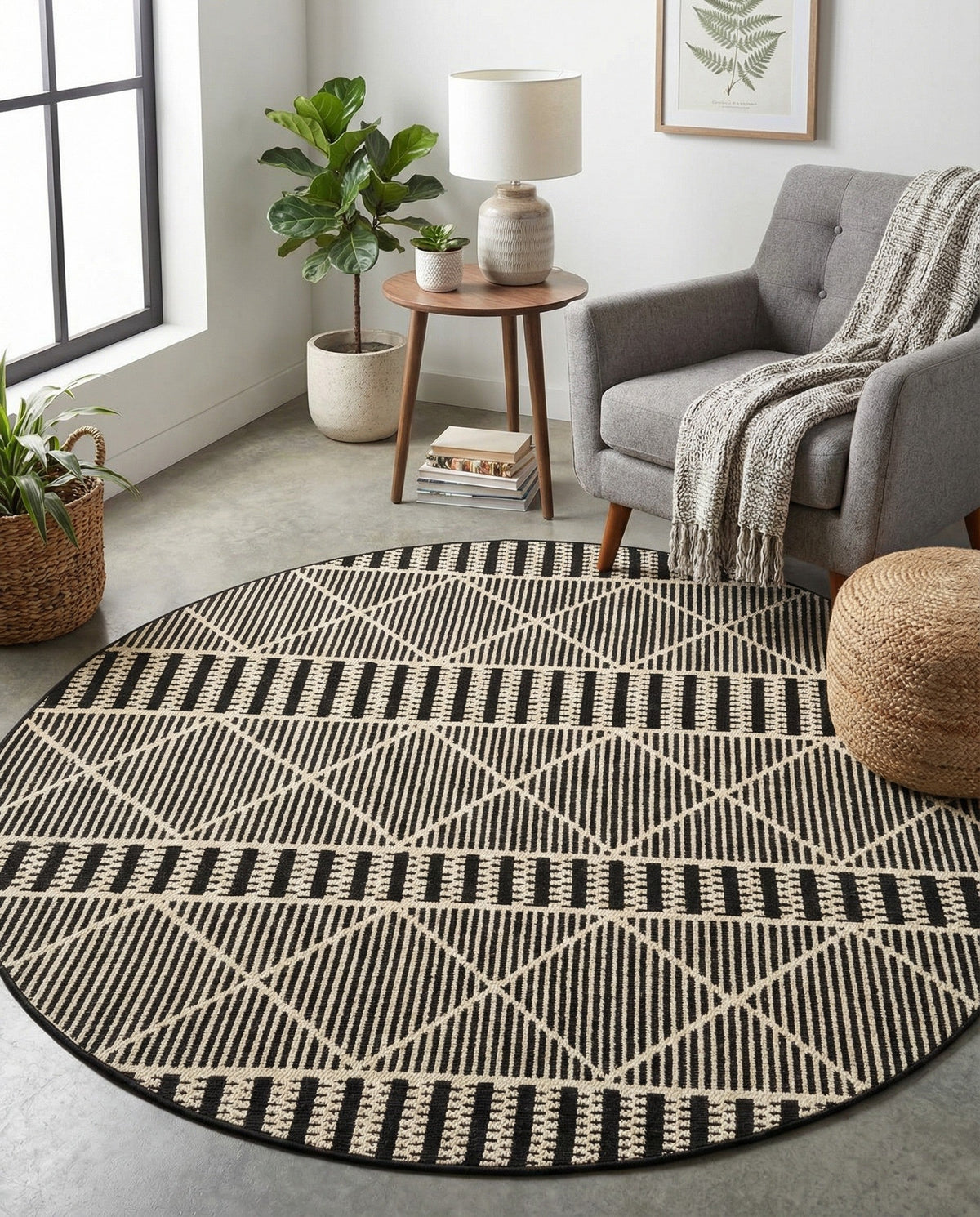 Savannah Pergola Collection Area Rug -  Glade Round Black  lifestyle 152