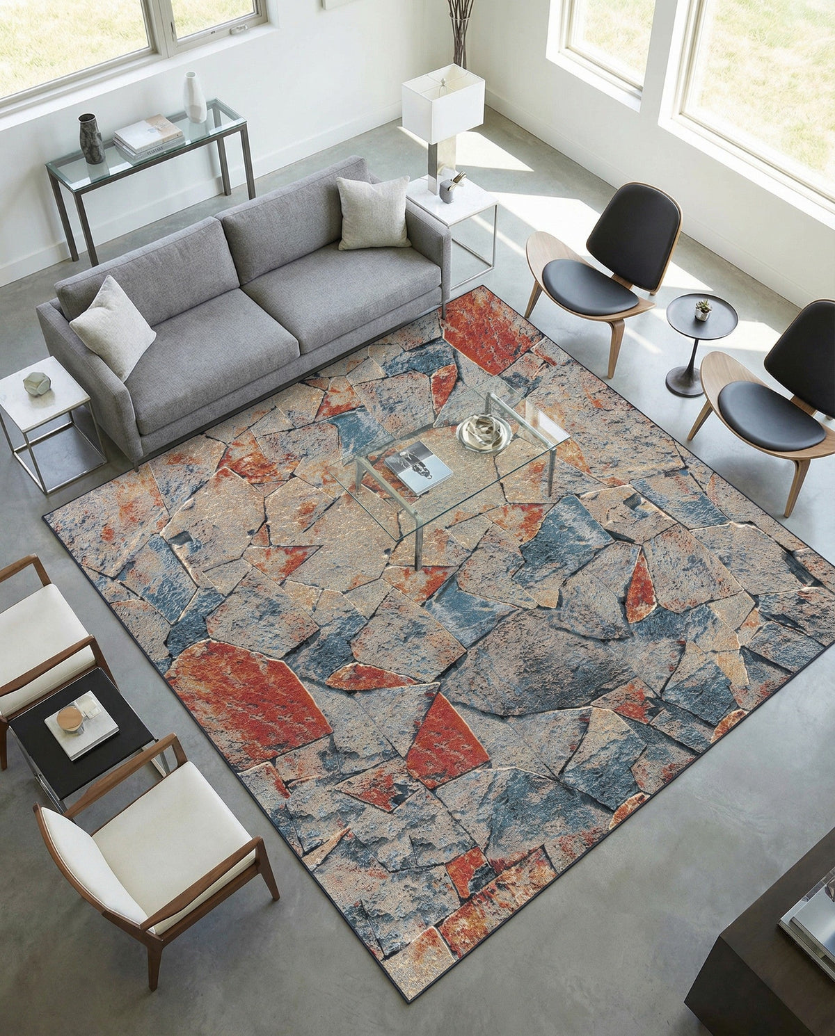 Urban Terrace Collection Area Rug -  Boulevard Square Multi  lifestyle 89