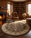Isfahan Elegance Collection Area Rug - Naghsh-e Jahan (Brown) Round Brown  lifestyle 35