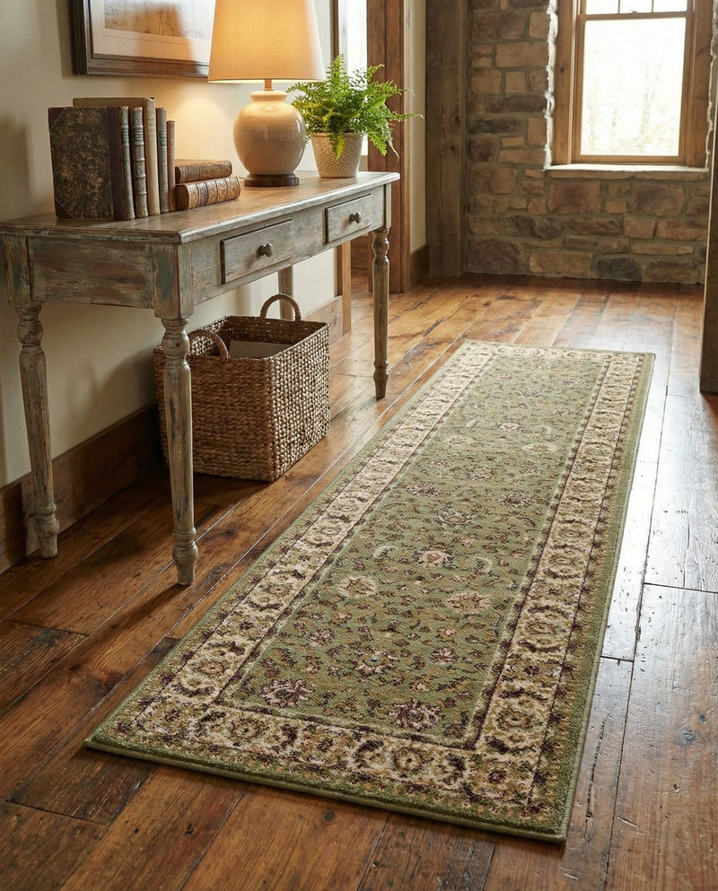 Jaipur Elegance Collection Area Rug -  Nahargarh (Green) Runner Green  lifestyle 70